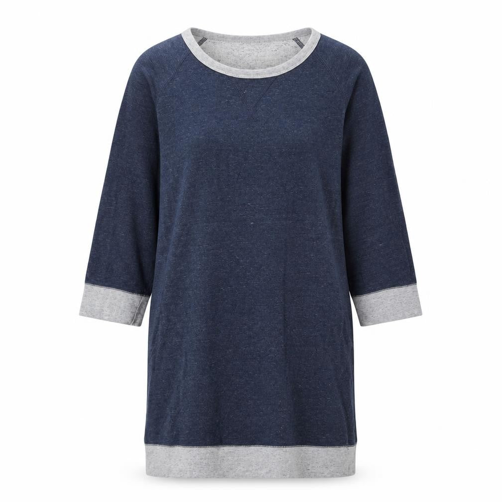 Front view of J.Crew Women's Blue Shift Dress M, 3/4 Sleeve, Casual