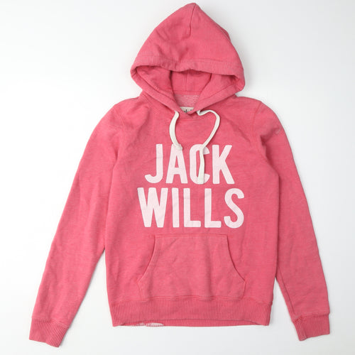 Jack Wills Women's Pink Hoodie, Size 12, Casual Pullover