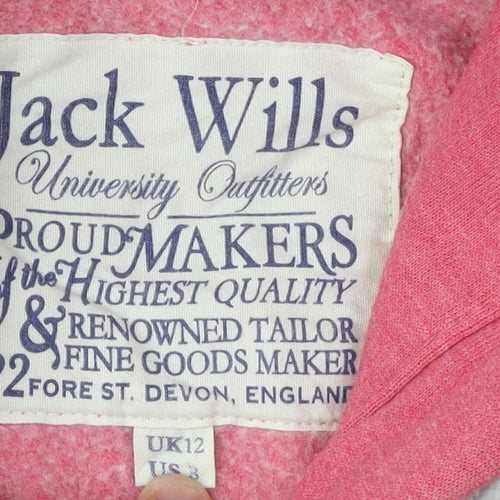 Jack Wills Women's Pink Hoodie, Size 12, Casual Pullover