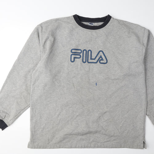 Fila Men's Grey 2XL Pullover Sweatshirt Logo Accent