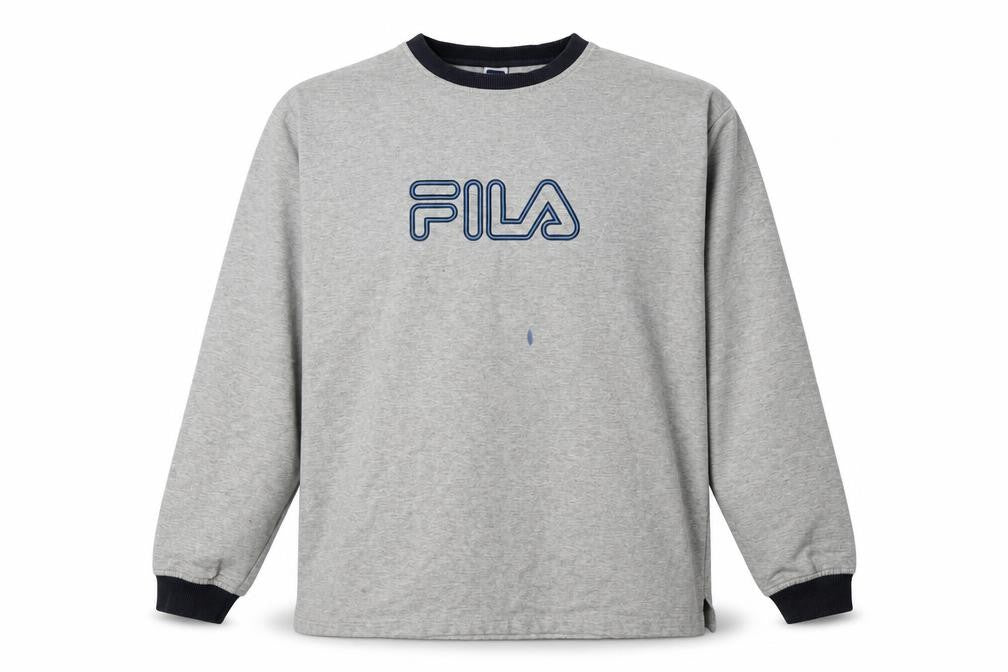 Front view of Fila Men's Grey 2XL Pullover Sweatshirt Logo Accent