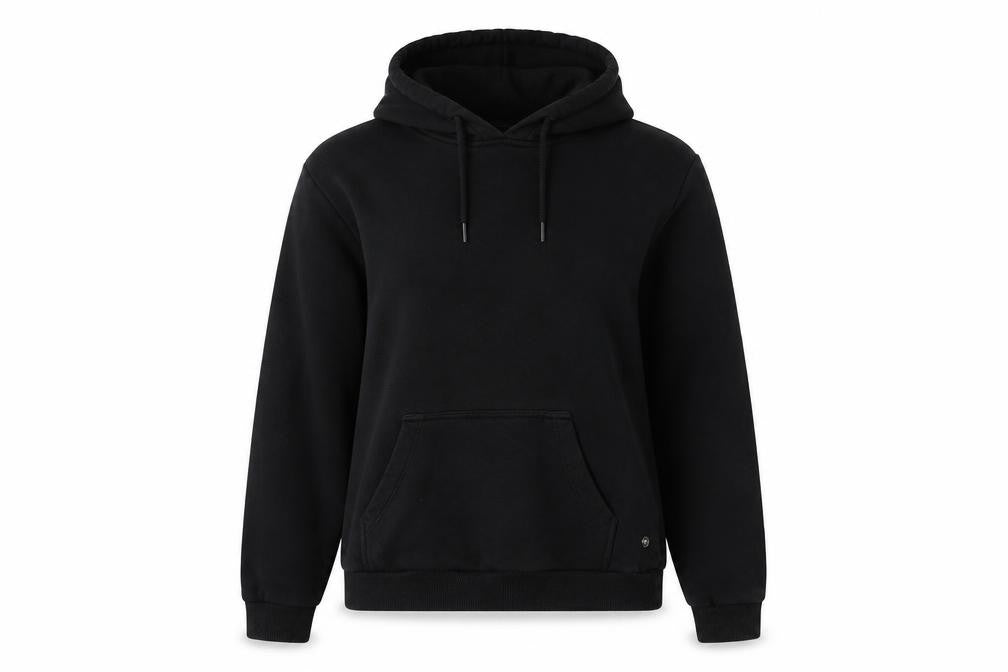 Front view of Firetrap unisex black hoodie m pullover casual