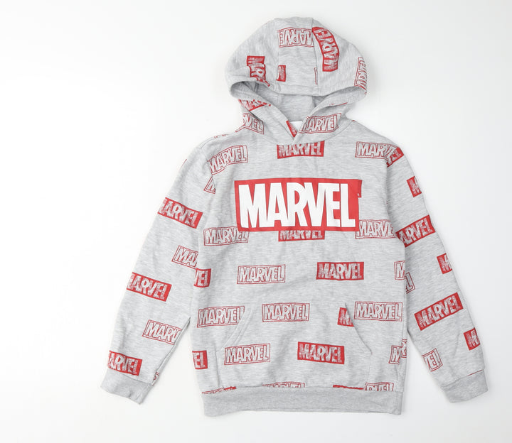 Marvel Boys Grey Pullover Hoodie, 9-10 Years, Graphic Print