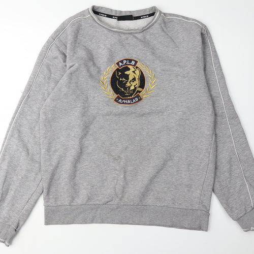 ALPHALAB Grey Mens L Pullover Sweatshirt