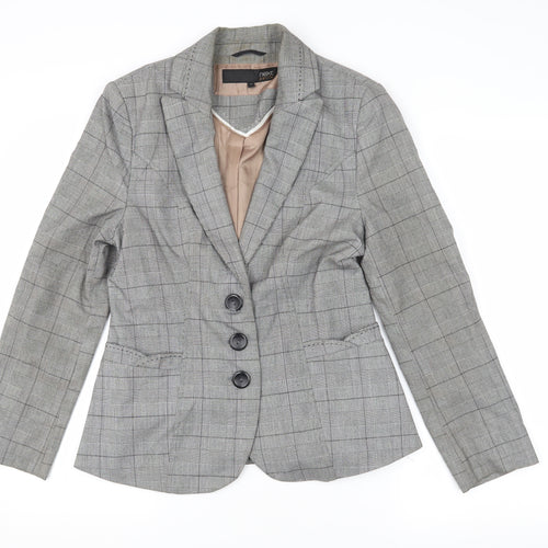 Next Women's Grey Check Suit Jacket Size 10 Petites