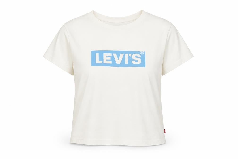 Front view of Levi's Women's White Cotton T-Shirt M Classic Casual