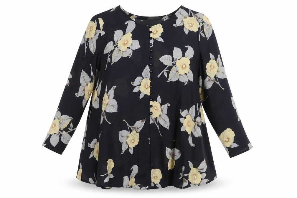 Front view of Kaleidoscope Women's Floral Tunic Blouse, size 18