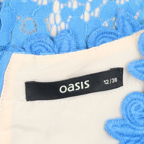 Oasis Women's Blue Sleeveless Lace Dress Size 12