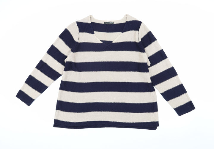 Bonmarché Women's Blue Striped Pullover Jumper M