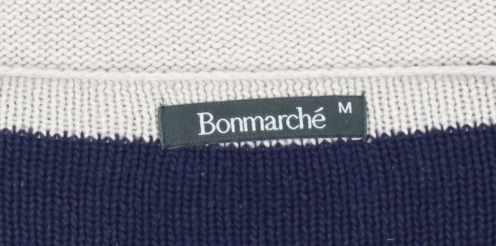 Bonmarché Women's Blue Striped Pullover Jumper M