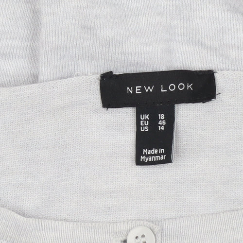 New Look Women's Grey Size 18 Cardigan, Button Accents