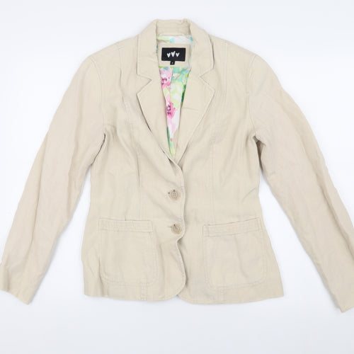 Per Una Women's Beige Blazer, Size 8, Two-Button, Cotton
