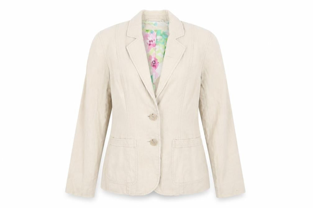 Per Una Women's Beige Blazer, Size 8, Two-Button, Cotton