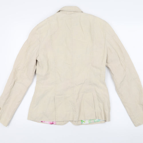 Per Una Women's Beige Blazer, Size 8, Two-Button, Cotton