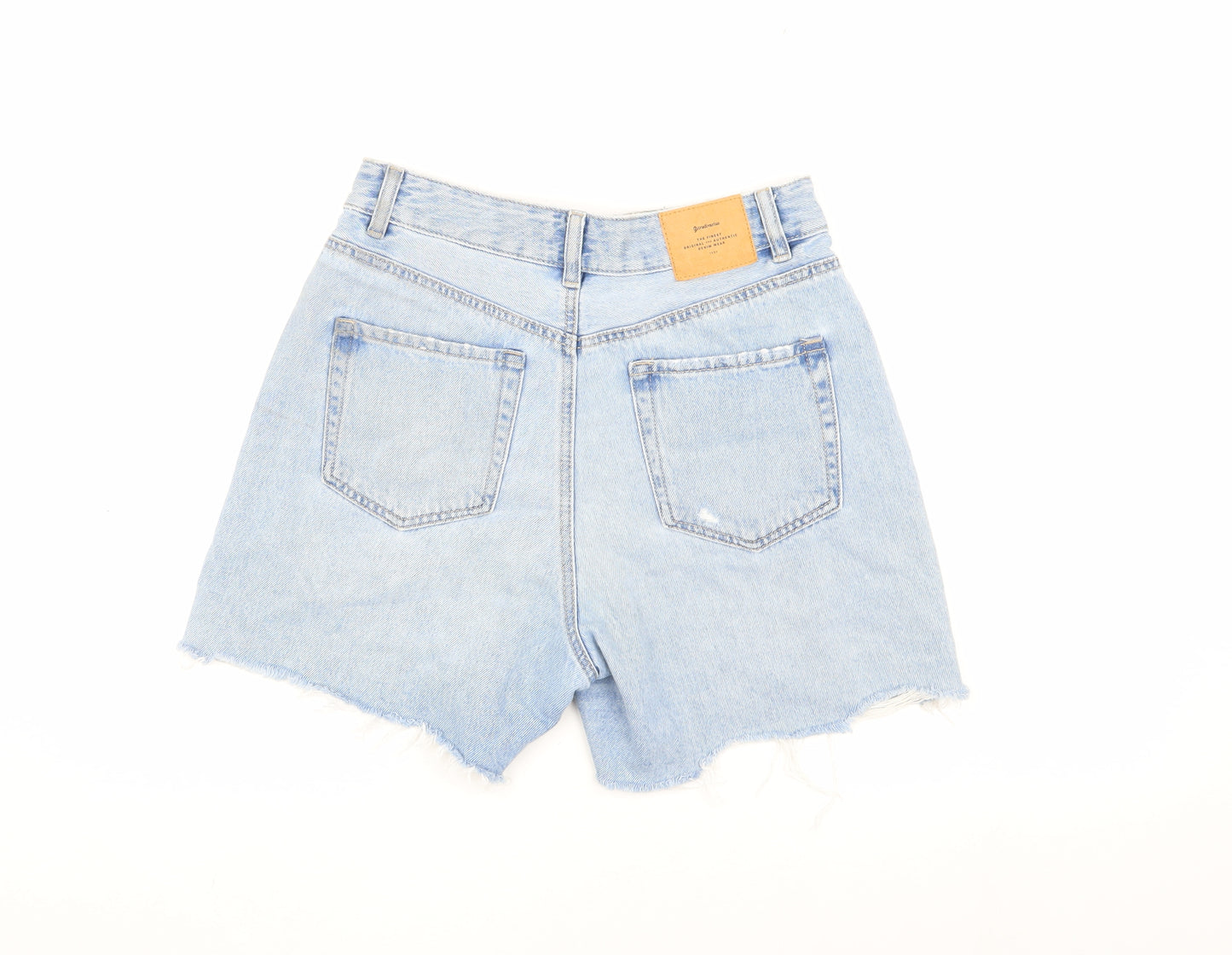 Stradivarius Women's Blue High Waist Denim Cut-Off Shorts