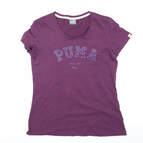 Puma Women's Purple T-Shirt, Size L, Short Sleeve