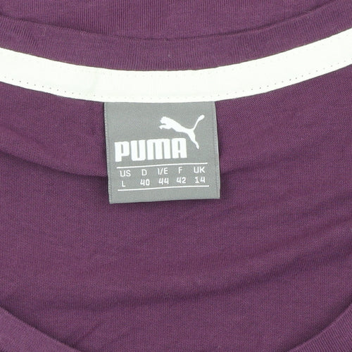 Puma Women's Purple T-Shirt, Size L, Short Sleeve