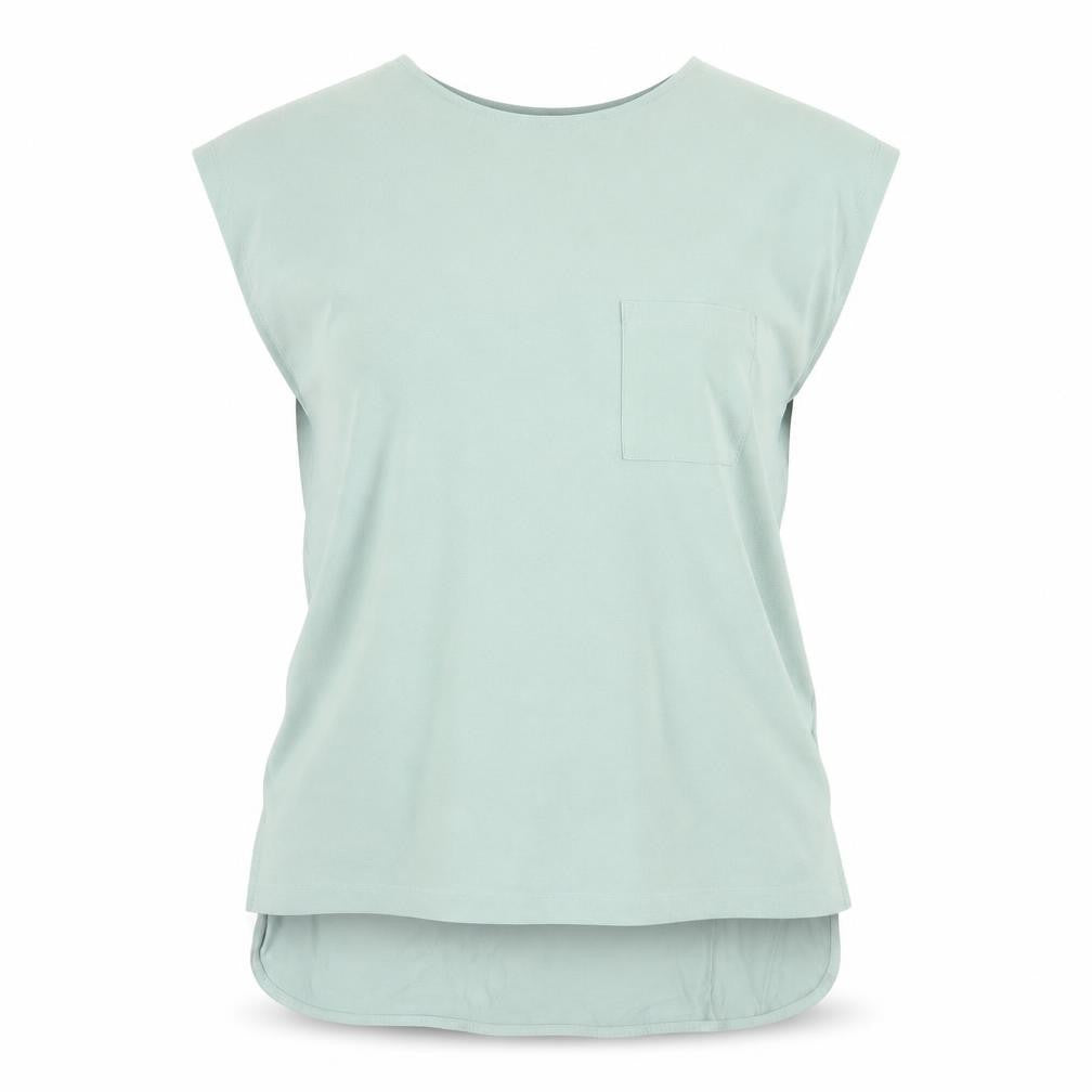 Front view of Peacocks Women's Green Sleeveless Blouse, size 8