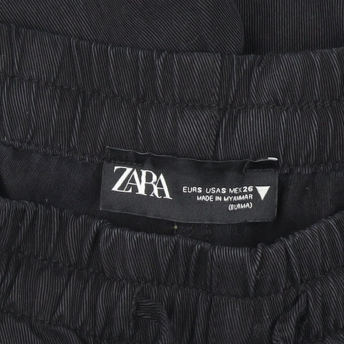 Zara Women's Black Wide-Leg Trousers, Size 26