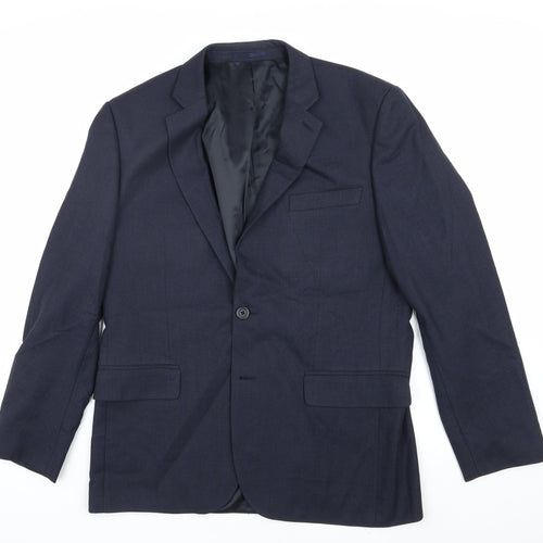Jaeger Men's Blue Blazer 40S Short Wool Jacket