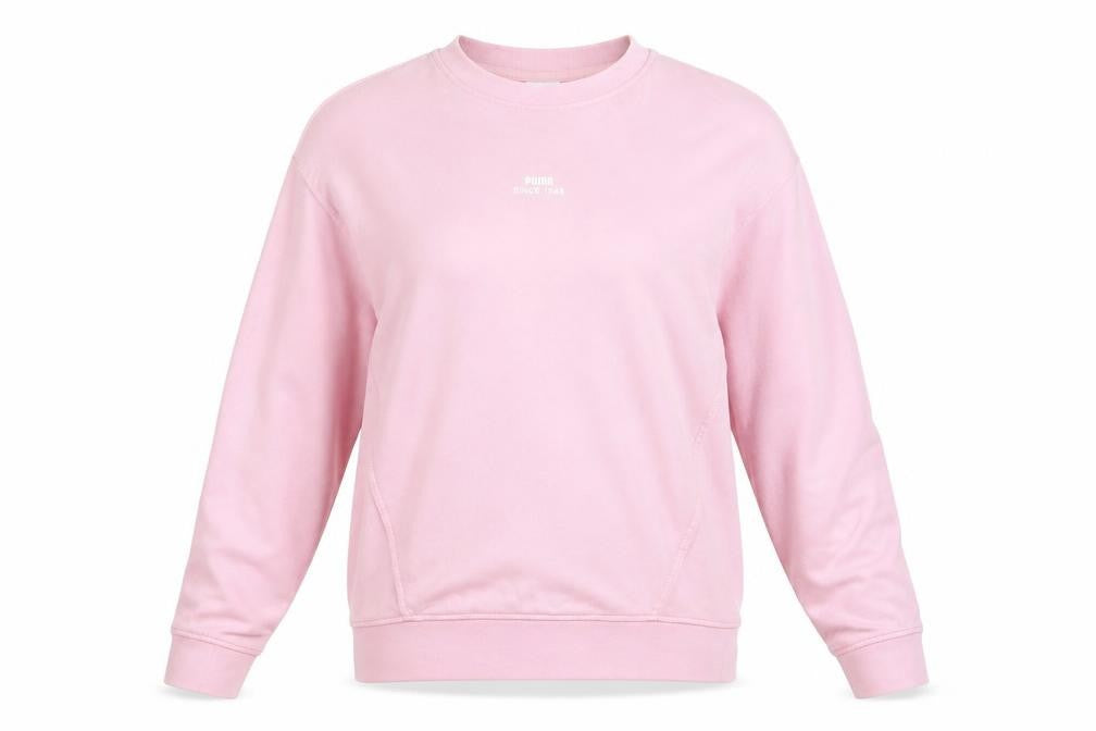 Front view of Puma Women's Pink Pullover Sweatshirt, size S