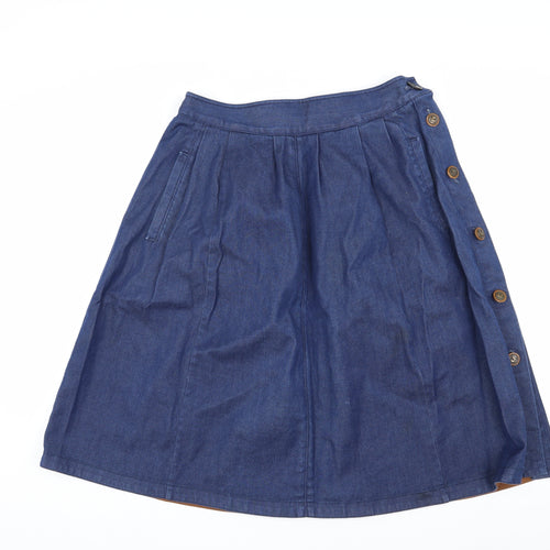 Zara Women Blue Denim Button Skirt, Size L, Casual