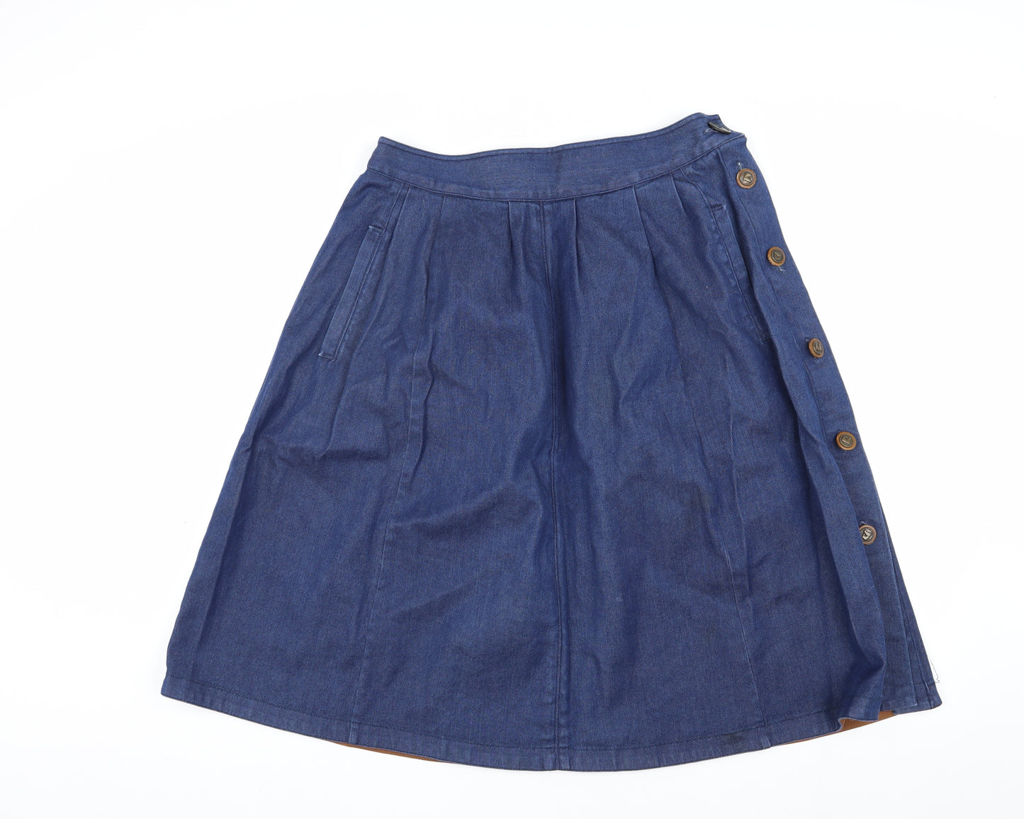 Zara Women Blue Denim Button Skirt, Size L, Casual