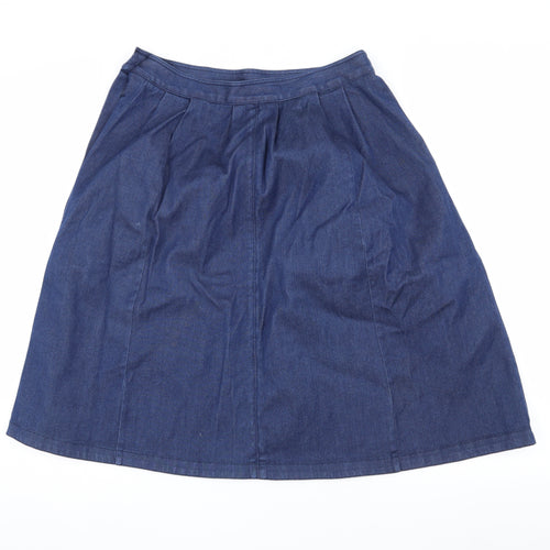 Zara Women Blue Denim Button Skirt, Size L, Casual