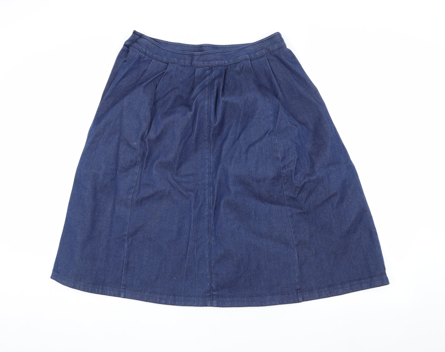 Zara Women Blue Denim Button Skirt, Size L, Casual