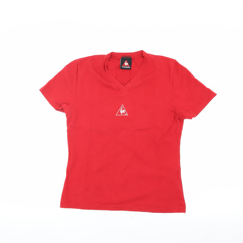 Le Coq Sportif Women's Red V-Neck T-Shirt M