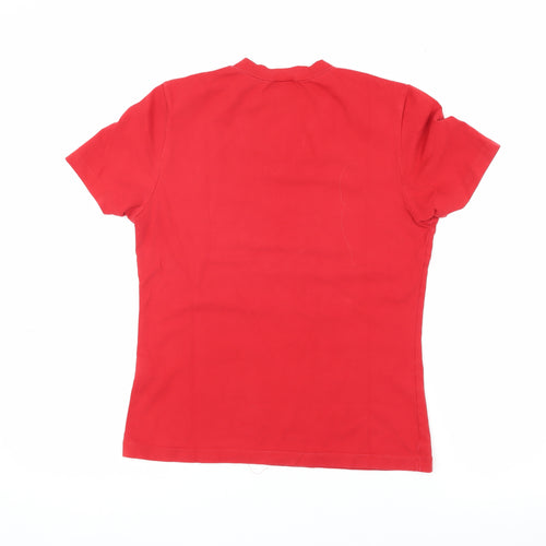 Le Coq Sportif Women's Red V-Neck T-Shirt M