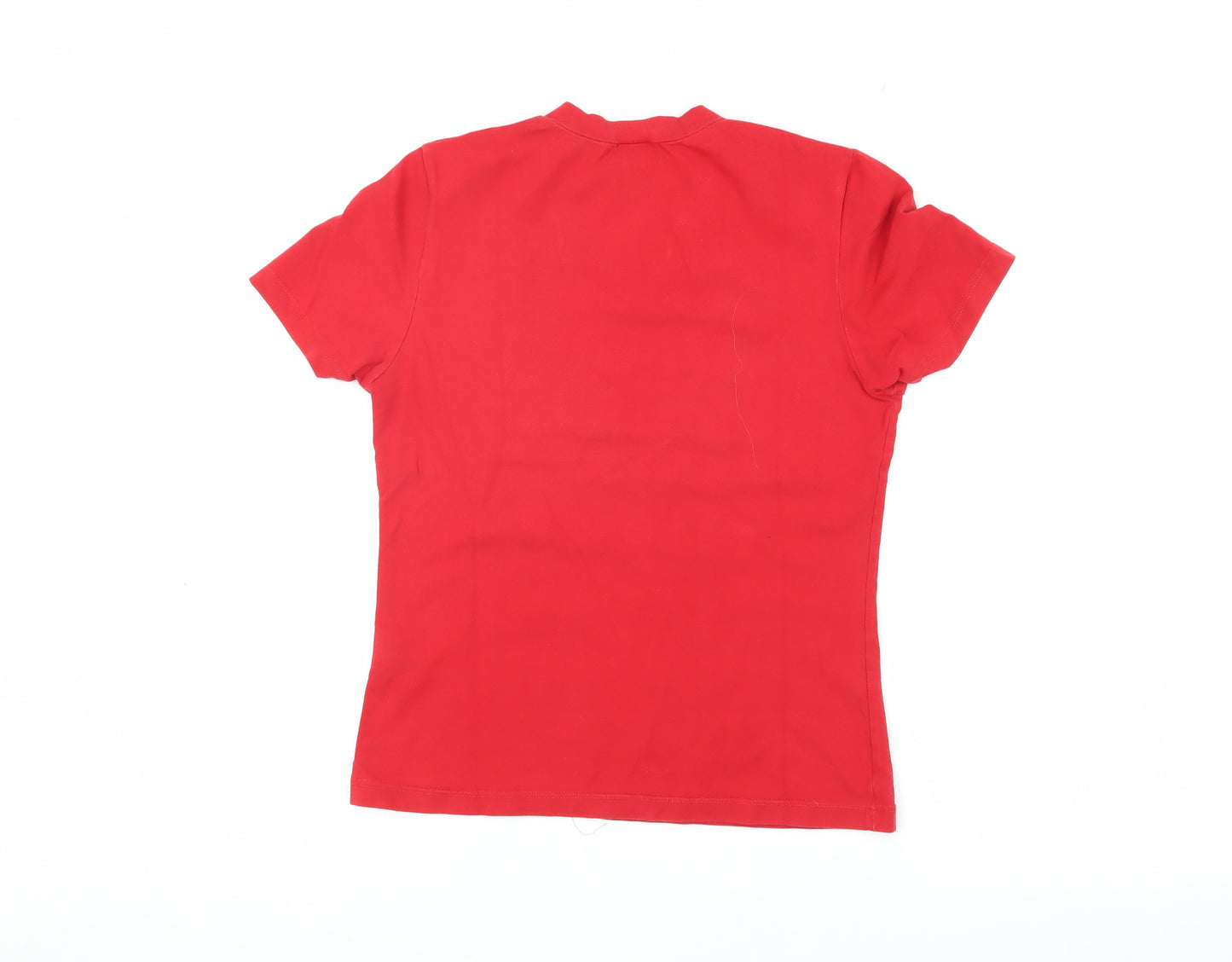Le Coq Sportif Women's Red V-Neck T-Shirt M