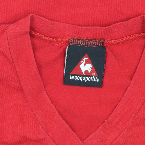 Le Coq Sportif Women's Red V-Neck T-Shirt M