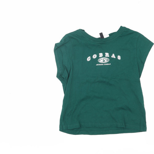 H&M Green Women's T-Shirt 2XS Cotton Casual
