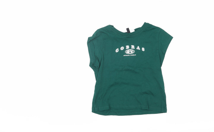 H&M Green Women's T-Shirt 2XS Cotton Casual