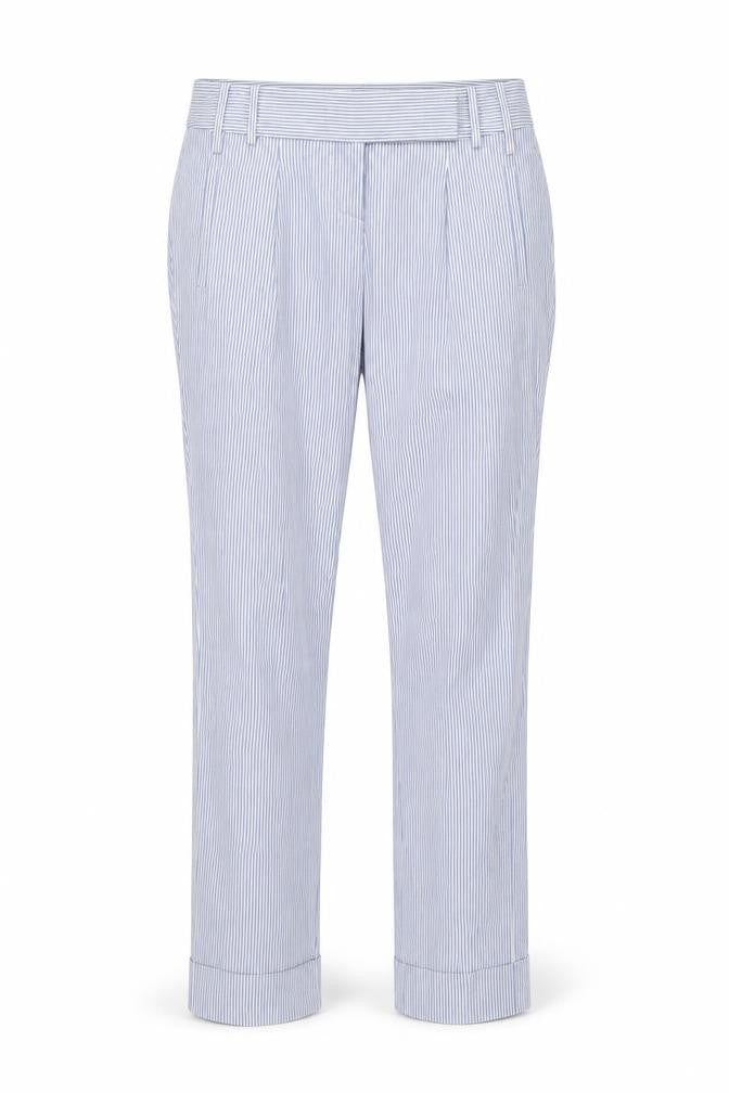 Front view of Tommy Hilfiger Women's Blue Striped Chino Trousers