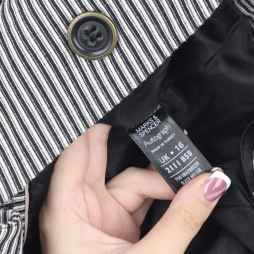 Marks and Spencer Stripe Blazer Women Black Size 16