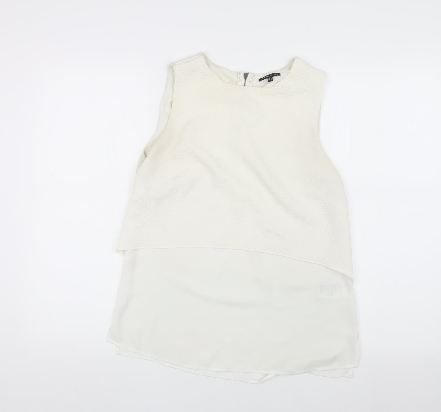 Warehouse Women’s White Blouse, Size 8, Sleeveless