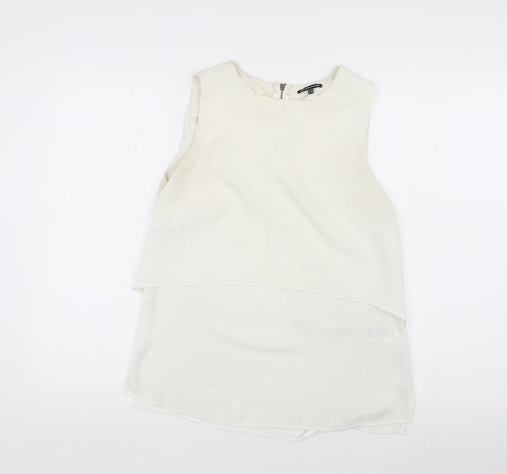 Warehouse Women’s White Blouse, Size 8, Sleeveless