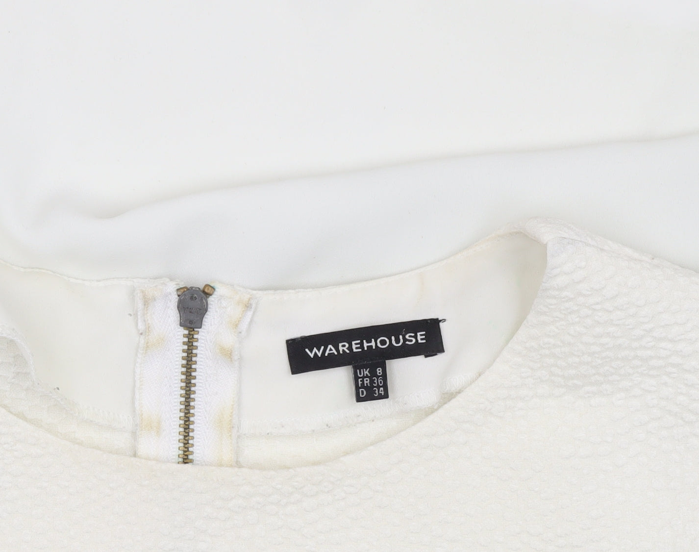 Warehouse Women’s White Blouse, Size 8, Sleeveless