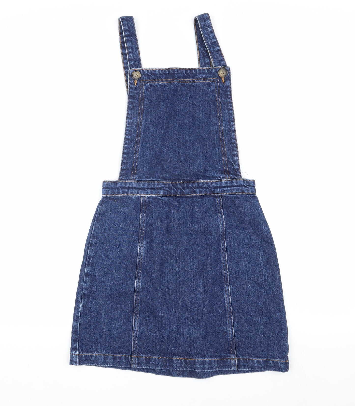 Topshop Women's Blue Denim Pinafore Dress Size 8