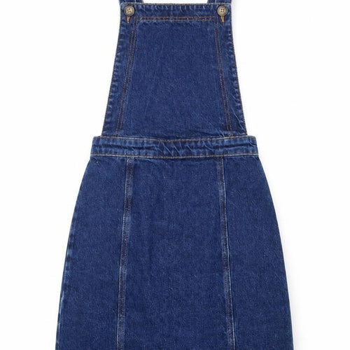 Topshop Women's Blue Denim Pinafore Dress Size 8