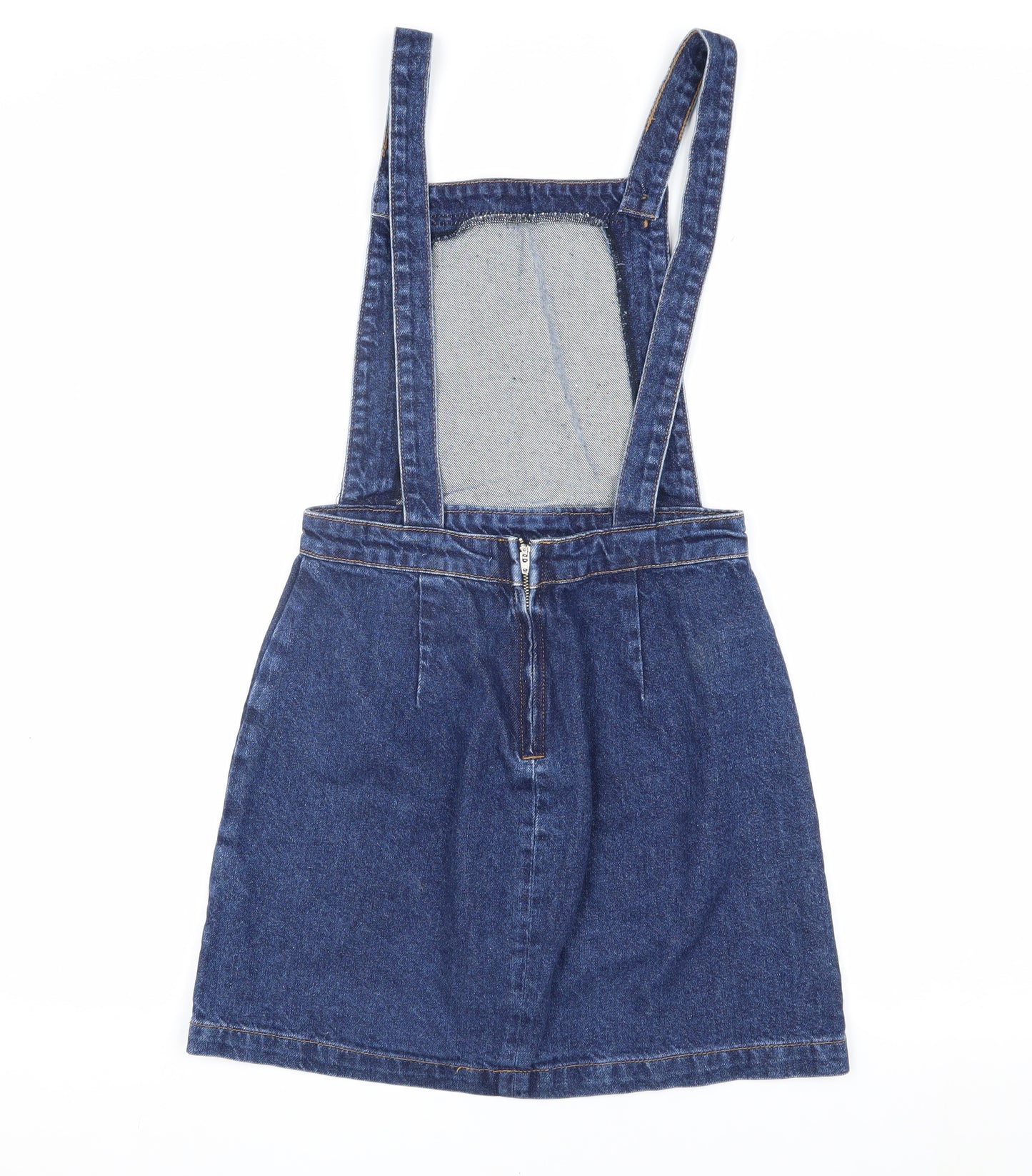 Topshop Women's Blue Denim Pinafore Dress Size 8