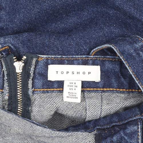 Topshop Women's Blue Denim Pinafore Dress Size 8