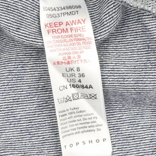 Topshop Women's Blue Denim Pinafore Dress Size 8