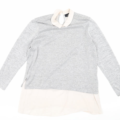 Wallis Women’s Grey Collared Pullover Jumper Size 10