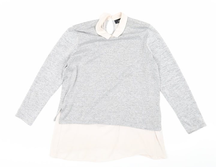 Wallis Women’s Grey Collared Pullover Jumper Size 10