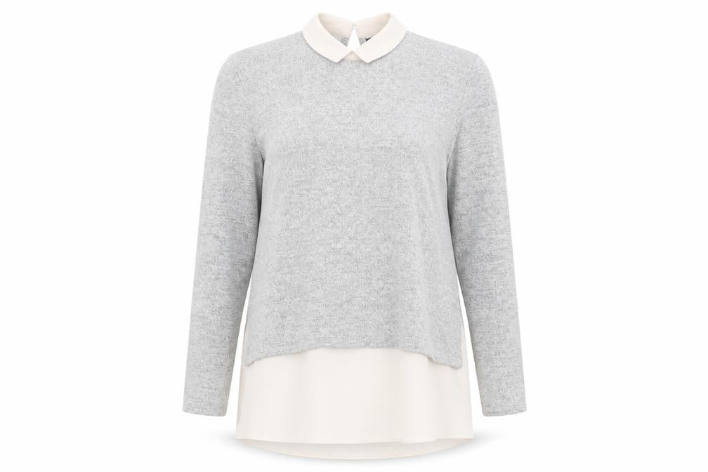 Front view of Wallis Women’s Grey Collared jumper, size UK 10