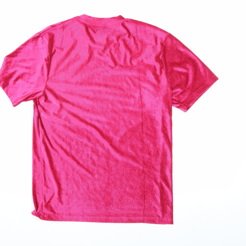 River Island Pink Velour T-Shirt M Short Sleeve Crew Neck