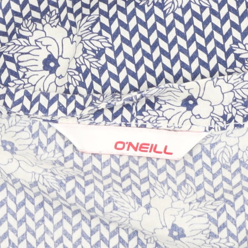 O'Neill Women's Blue Floral Cotton Blouse M Short Sleeve
